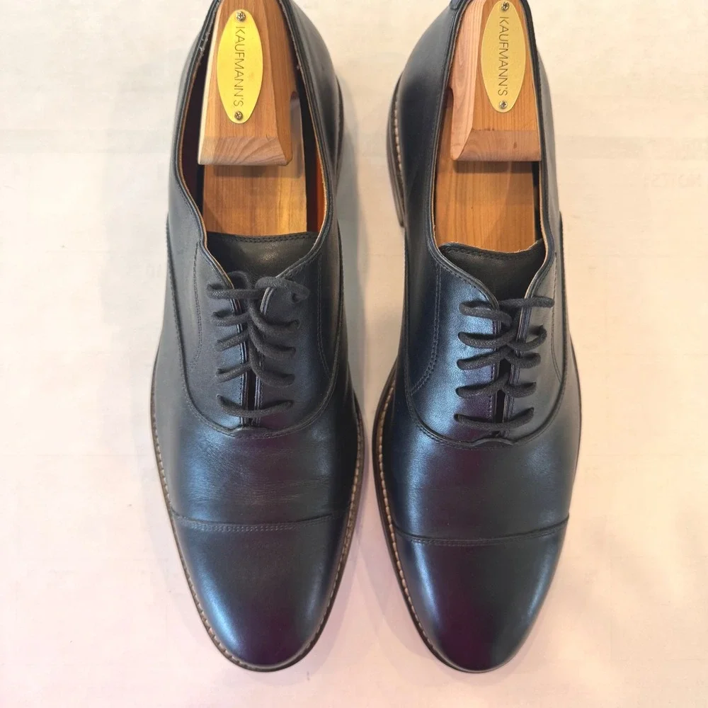 Cole Haan Grand.OS Lenox Hill Men 9.5 M Black Leather Cap Toe Oxford‎ C13082